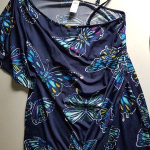 Size Large One Shoulder Butterfly Top